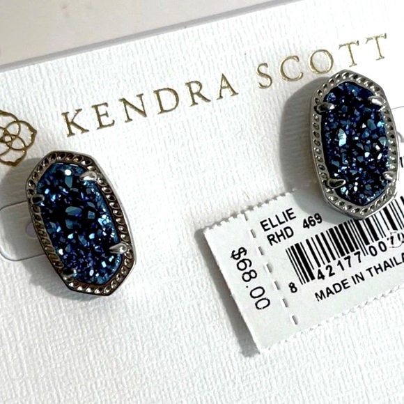 Kendra Scott Teal and Silver Stud Earrings NWOT - Picture 4 of 5